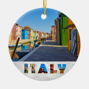 Décoration En Céramique Burano Italie Maisons italiennes colorées sur le c