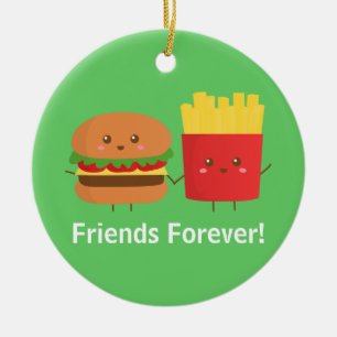 Décoration En Céramique Burger et Frites Mignons, Amis pour Toujours