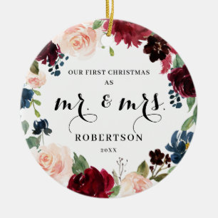 Décoration En Céramique Burgundy Blush Navy Premier Noël