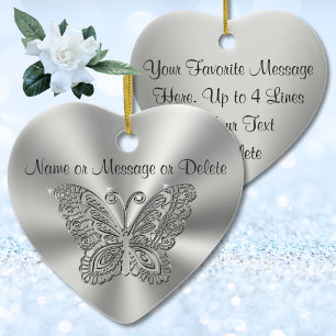 Décoration En Céramique Butterfly Christmas Ornaments with 2 Text Boxes