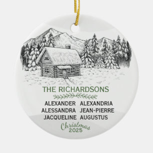 Décoration En Céramique Cabine du journal d'hiver de la montagne neige X 6