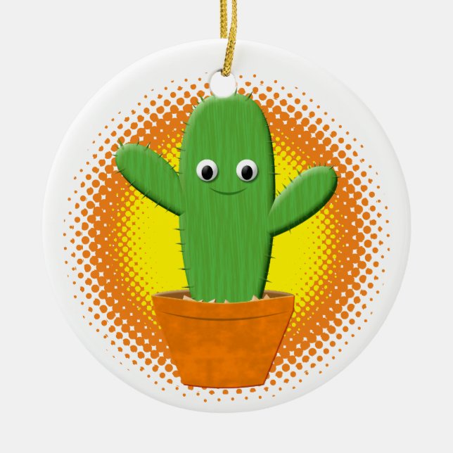 Décoration En Céramique Cactus Cartoon Noël (Devant)