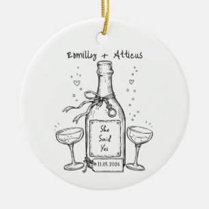 Décoration En Céramique Cadeau de fiançailles personnalisé 'Elle a dit oui