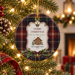 Décoration En Céramique Cadeau de Noël familial personnalisé en tartan
