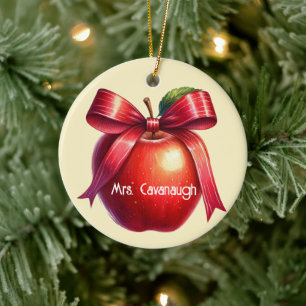 Décoration En Céramique Cadeau de Noël personnalisé enseignant Pomme rouge