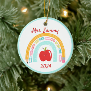Décoration En Céramique Cadeau de Noël personnalisé pour l'enseignant de l