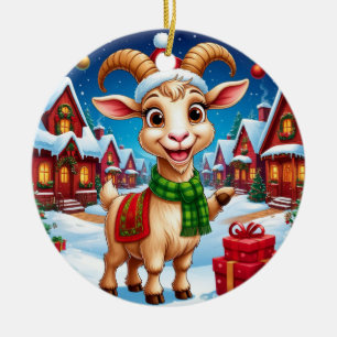 Décoration En Céramique ❄️ Cadeau de Noël pour amoureux de chèvres Année d