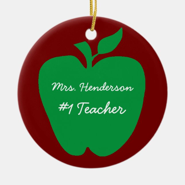 Décoration En Céramique Cadeau de pomme verte de l'enseignant de l'école (Devant)