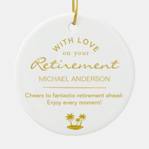 Décoration En Céramique Cadeau de retraite personnalisé en or élégant