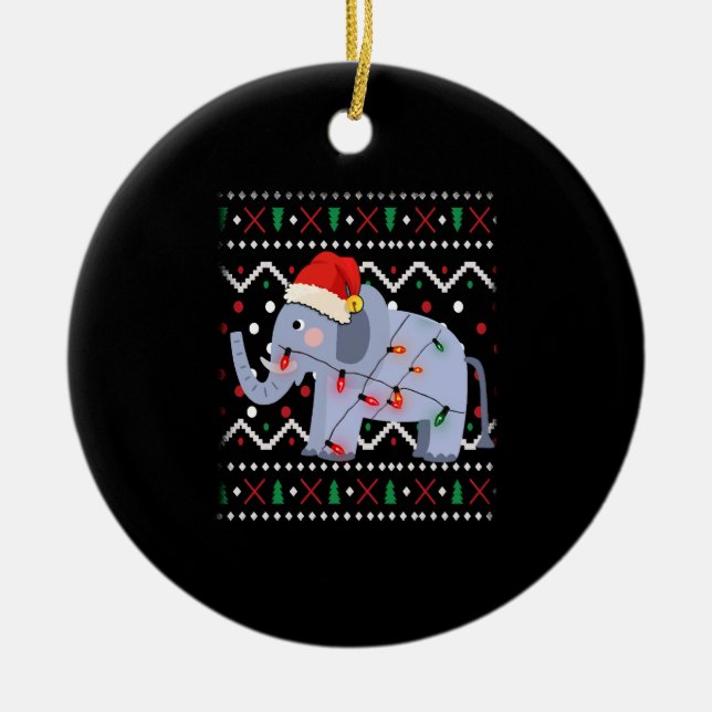 Décoration En Céramique Cadeau d'éléphant de Noël laid pour Noël (Devant)