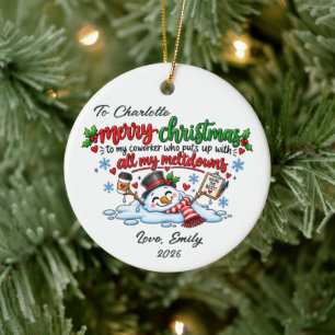 Décoration En Céramique Cadeau drôle d'ornement de Noël pour collègue