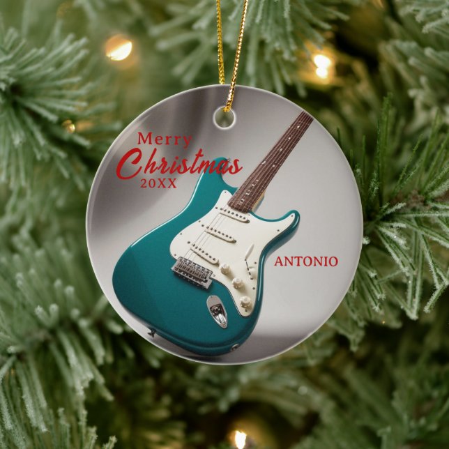 Décoration En Céramique Cadeau Électrique Guitare Musique Enthousiaste (Arbre)