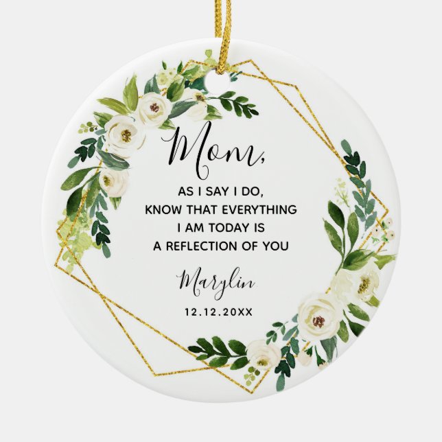 Décoration En Céramique Cadeau floral personnalisé mère de la mariée (Devant)
