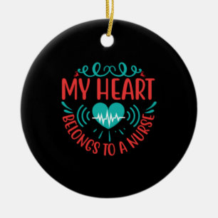 Décoration En Céramique Cadeau infirmière   Mon Coeur Appartient À Une Inf