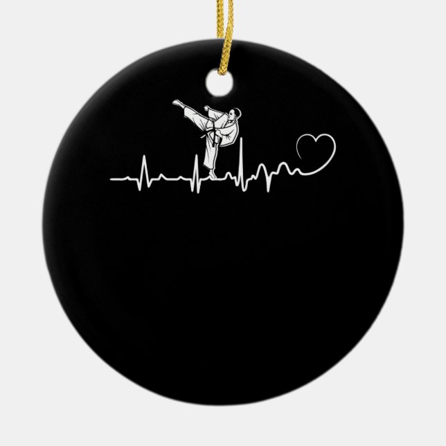Décoration En Céramique Cadeau Karate Heartbeat Pour Karateka (Devant)