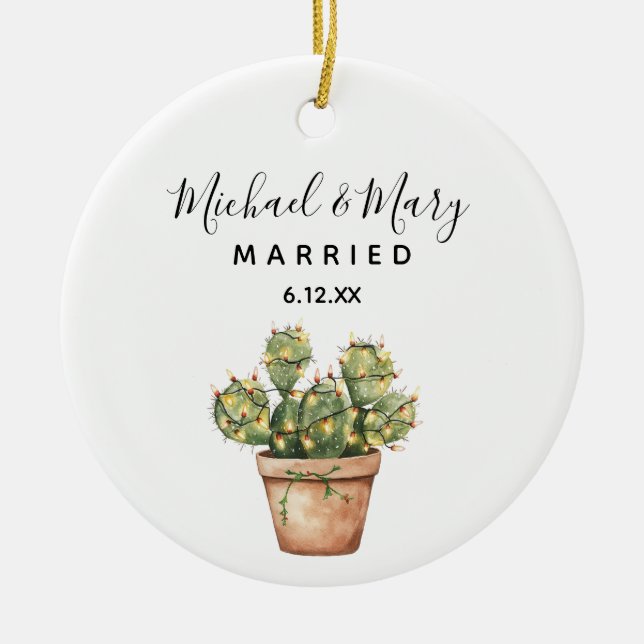 Décoration En Céramique Cadeau minimaliste Mariage marié Cactus (Devant)