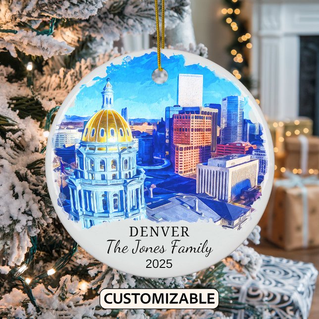 Décoration En Céramique Cadeau Personnalisé Denver Ornament, Colorado (Créateur téléchargé)