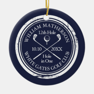 Décoration En Céramique Cadeau Personnalisé Golf Trou en Un Bleu Marine