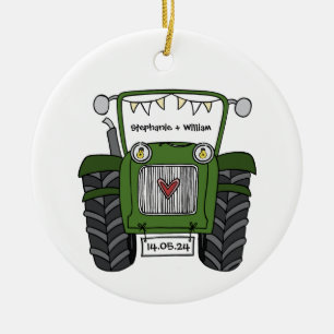 Décoration En Céramique Cadeau personnalisé Mariage campagnard tracteur ve