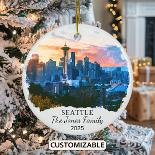 Décoration En Céramique Cadeau personnalisé Seattle Ornament, Washington