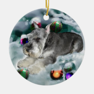 Décoration En Céramique Cadeaux de Noël Schnauzer Miniature