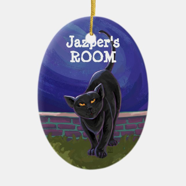 Décoration En Céramique Cadeaux et accessoires de chat noir (Devant)