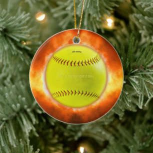 Décoration En Céramique Cadeaux gays artistiques de Softball en feu de Sli