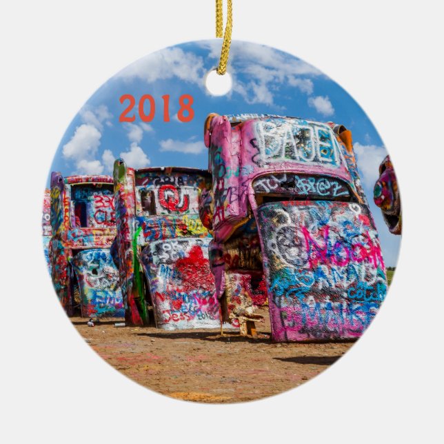 Décoration En Céramique Cadillac Ranch, Texas (Devant)