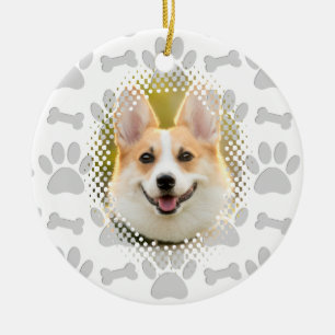 Décoration En Céramique Cadre De Chien Motif Os Et Empreintes de pattes