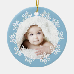 Décoration En Céramique Cadre flocon de neige bleu mignon bébé garçon phot