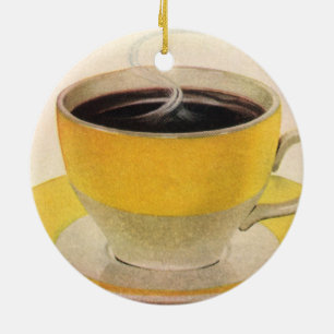 Décoration En Céramique Café d'illustration vintage en Coupe Jaune