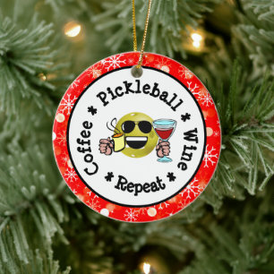 Décoration En Céramique Café, Pickleball, Vin, Pickleball Répéter Addict