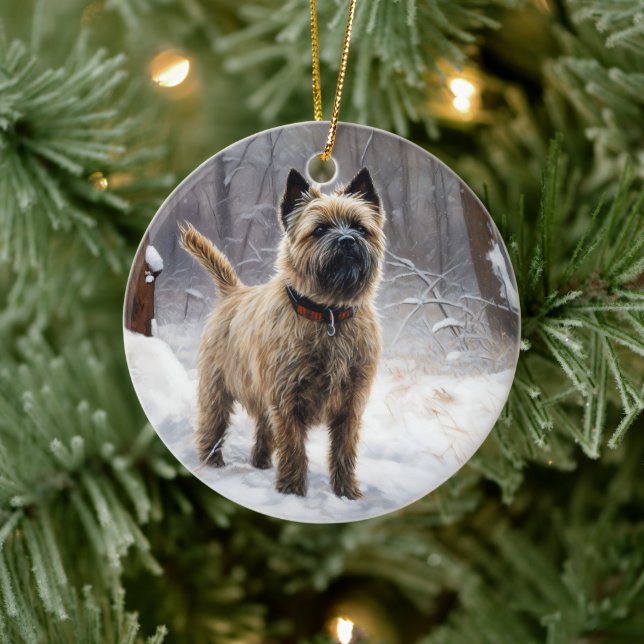 Décoration En Céramique Cairn Terrier Qu'Il Neige Noël (Arbre)