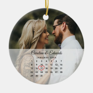 Décoration En Céramique Calendrier d'anniversaire du Mariage photo simple