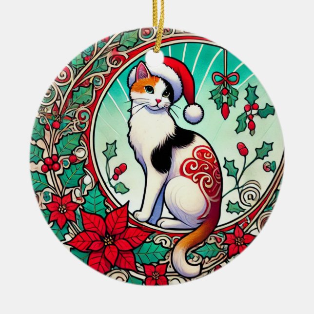 Décoration En Céramique Calico Cat Christmas (Devant)
