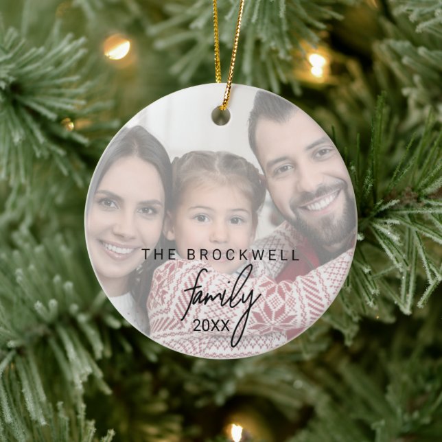 Décoration En Céramique Calligraphie Whimsical Photo Noël de famille (Arbre)