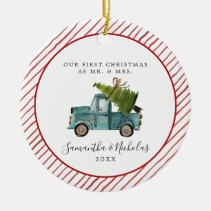 Décoration En Céramique Camion bleu   Premier Noël en tant que Monsieur. &