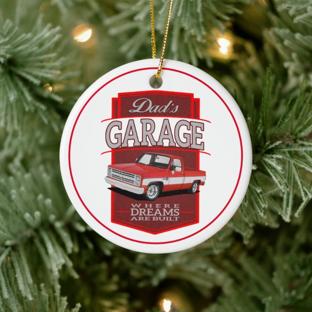Décoration En Céramique Camion de garage classique de papa (Arbre)