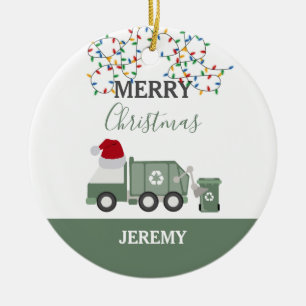 Décoration En Céramique Camion poubelle recyclage de Noël personnalisé