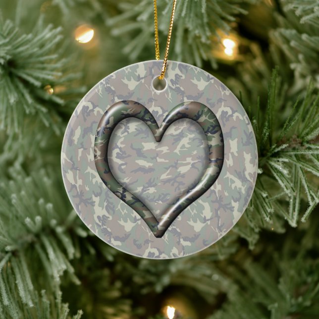 Décoration En Céramique Camouflage Woodland Forest Heart sur Camo (Arbre)