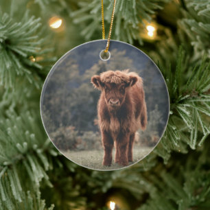 Décoration En Céramique Campagne d'herbe d'automne de la vache de haute-te