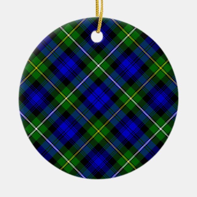 Décoration En Céramique Campbell tartan bleu vert plaid (Devant)