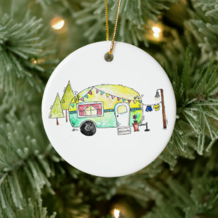 Décoration En Céramique Camper joyeux rétro mignon et fantasque