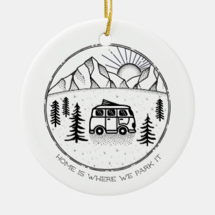 Décoration En Céramique Camper Van en plein air Examen de l'année de voyag