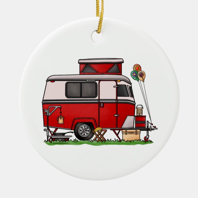 Décoration En Céramique Camping Pop Top | Teardrop Trailer | Camper Van (Devant)