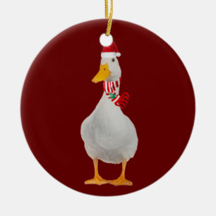 Décoration En Céramique Canard Avec Casquette Scaft Noël