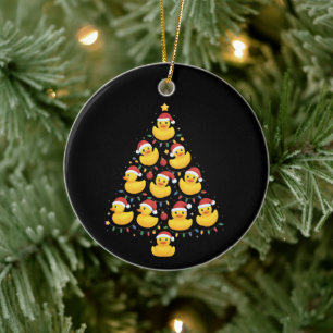 Décoration En Céramique Canard en caoutchouc chapeau de Père Noël éclairag