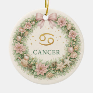 Décoration En Céramique Cancer Zodiac Christmas Ornament – Winter Floral W