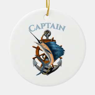 Décoration En Céramique Capitaine Ancre nautique Pêche en mer profonde