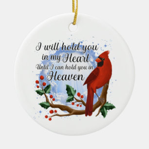 Décoration En Céramique Cardinal de Noël Je Te Tiendrai Dans Mon Coeur